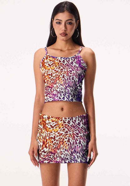 Lesbian Leopard Pride Y2K Print Cami Crop Top Cherrykitten