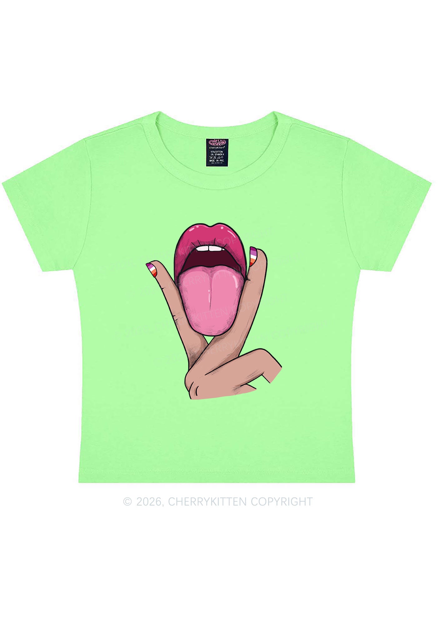 Lesbian Kissing Pride Y2K Baby Tee Cherrykitten