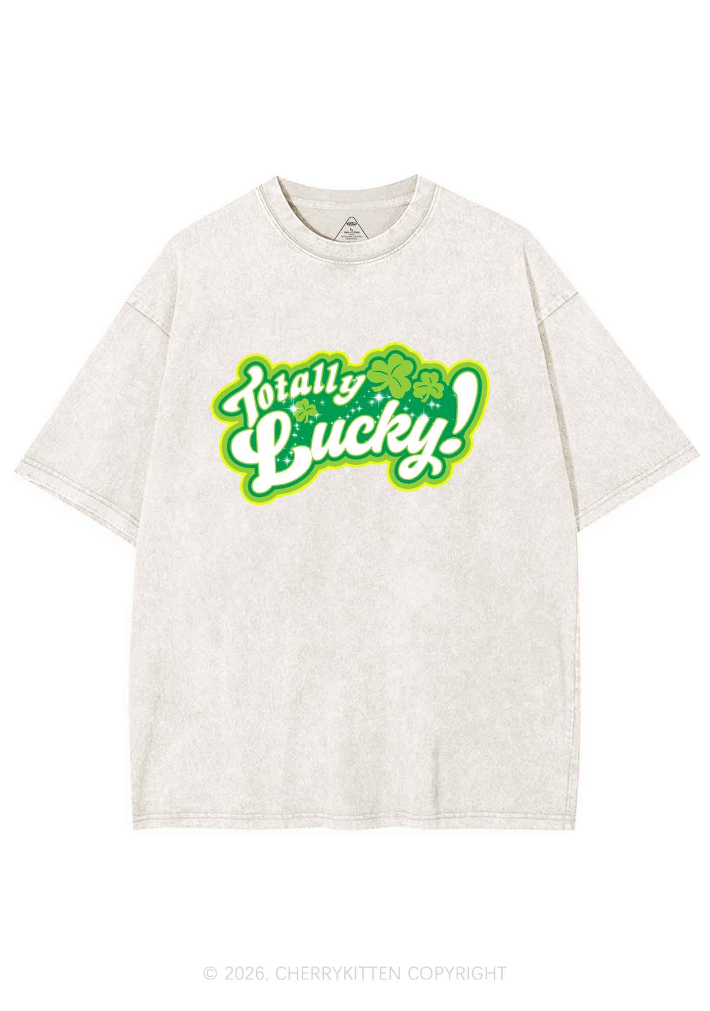 Totally Lucky St Patricks Y2K Shirts Washed Tee Cherrykitten