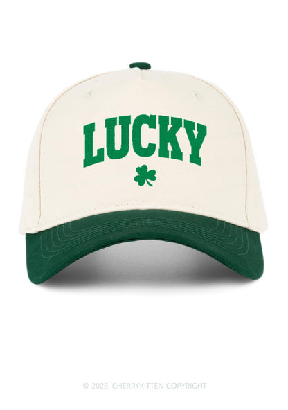 Embroidered Lucky Shamrock St Patricks Y2K Color Block Baseball Cap Cherrykitten