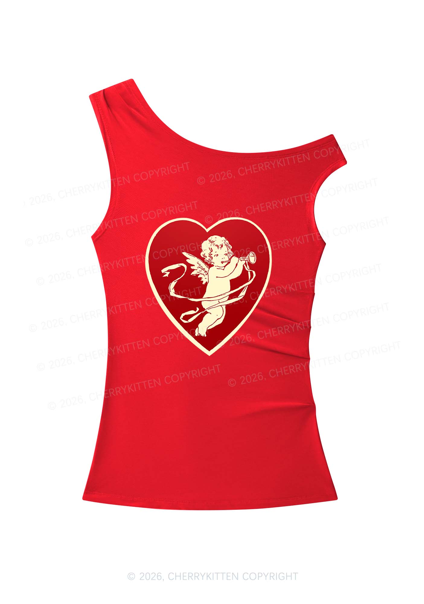 Trumpet Cupid Y2K Off Shoulder Tank Top Cherrykitten