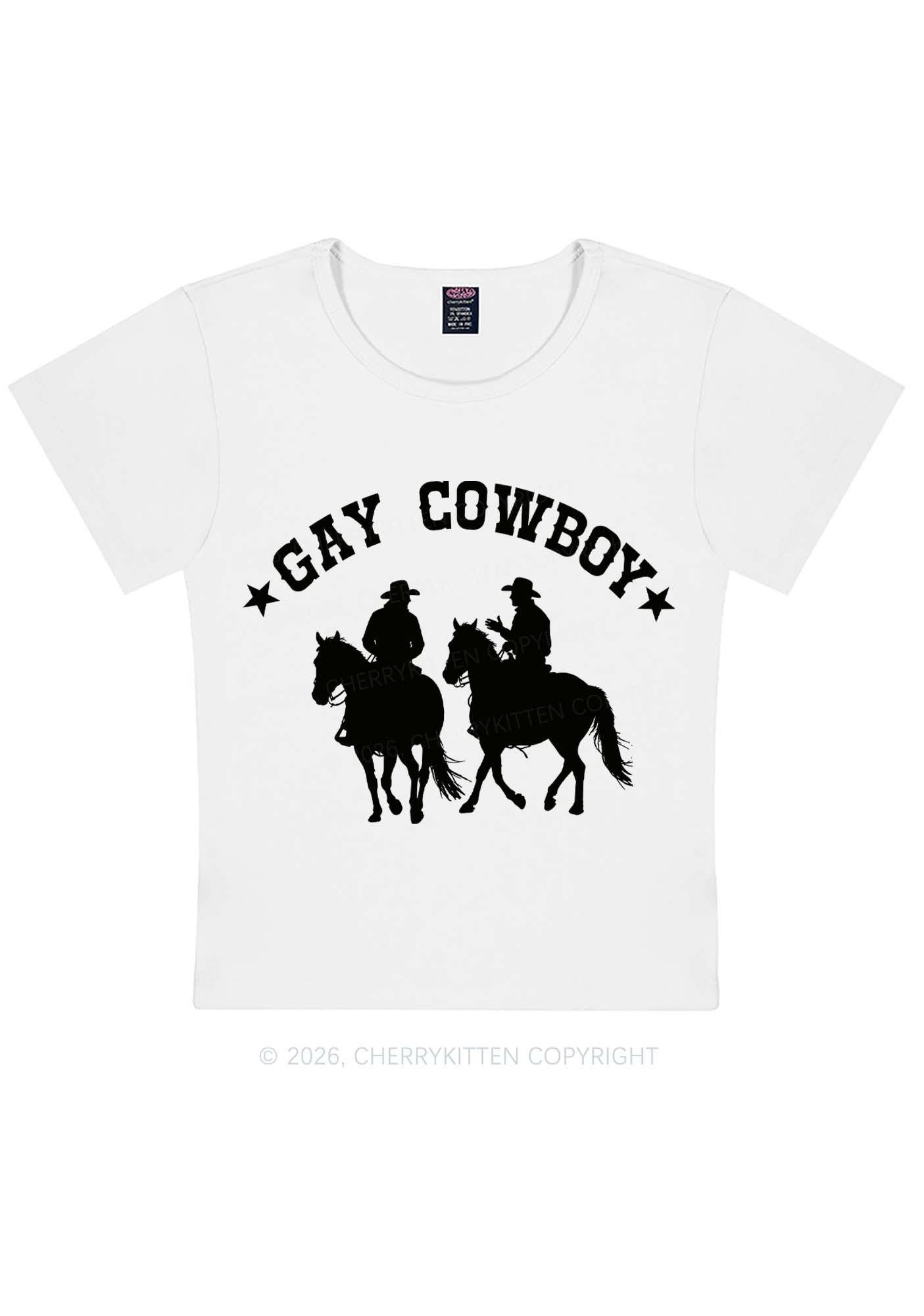 Gay Cowboy Pride Y2K Baby Tee Cherrykitten