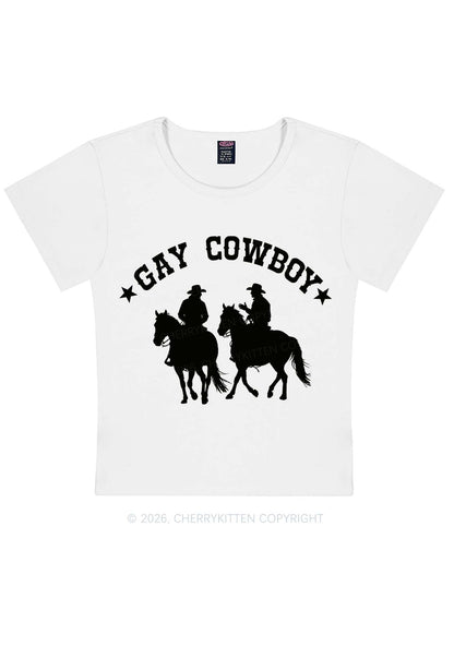 Gay Cowboy Pride Y2K Baby Tee Cherrykitten