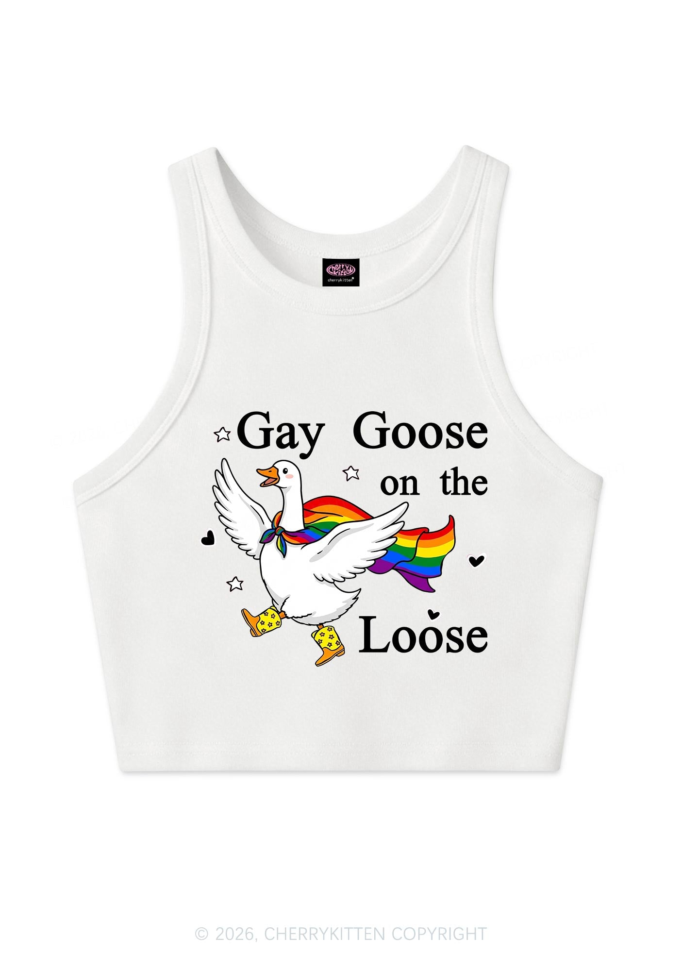 Gay Goose On The Loose Pride Y2K Crop Tank Top Cherrykitten
