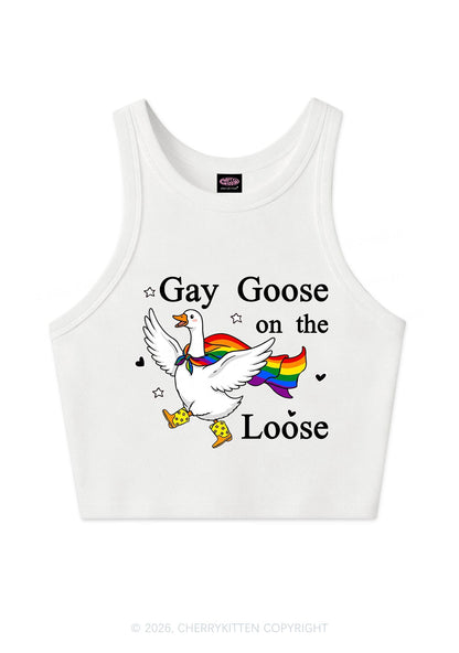 Gay Goose On The Loose Pride Y2K Crop Tank Top Cherrykitten