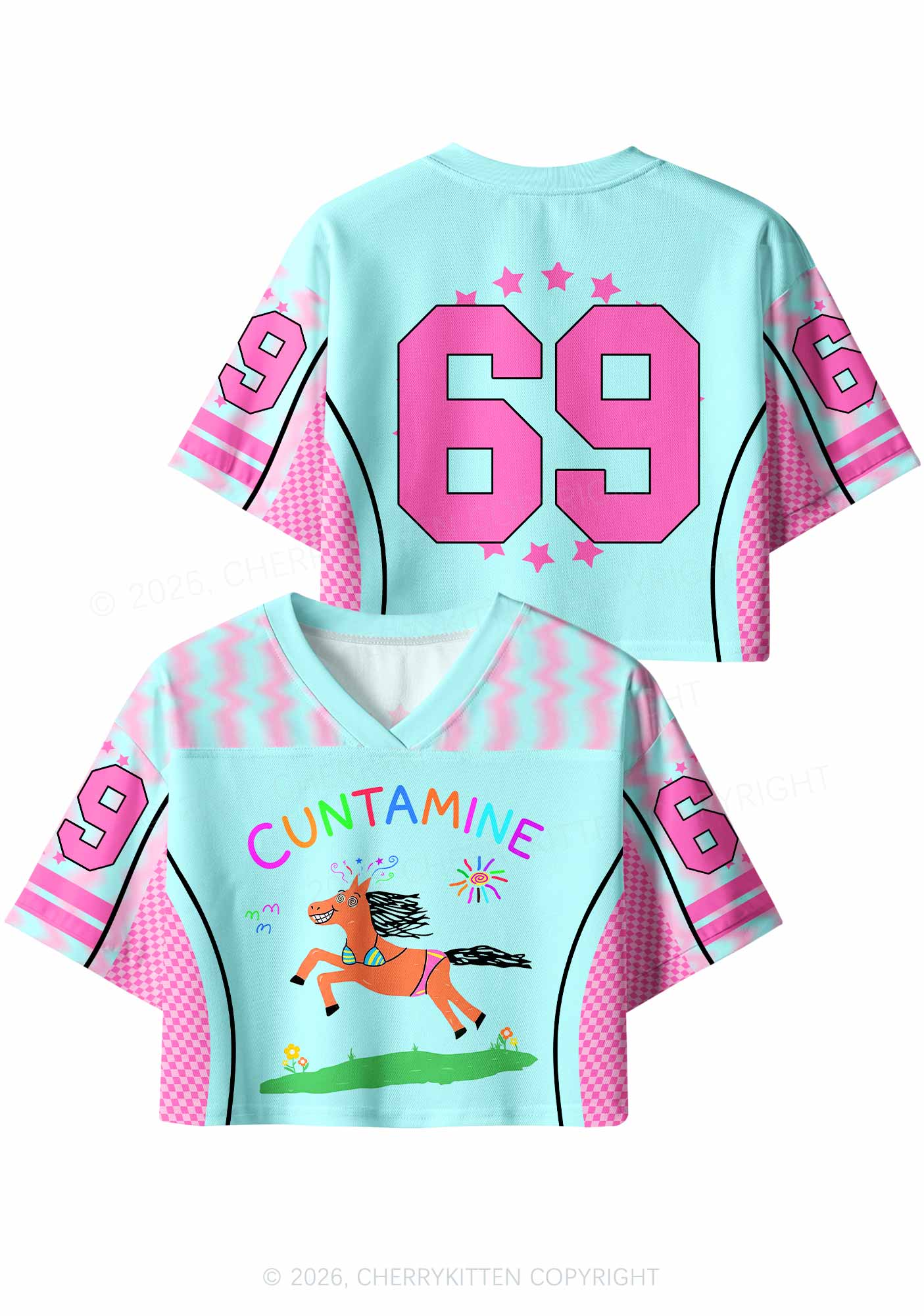 Cxxtamine Pony Y2K Crop Sport Jersey Shirts Cherrykitten