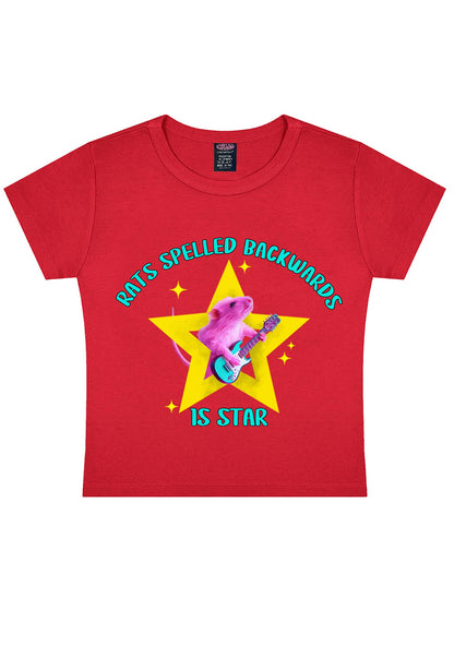 Rats Spelled Backwards Is Star Y2K Baby Tee Cherrykitten