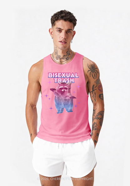 Bisexual Trash Raccoon Pride Y2K Men Racerback Tank Top Cherrykitten