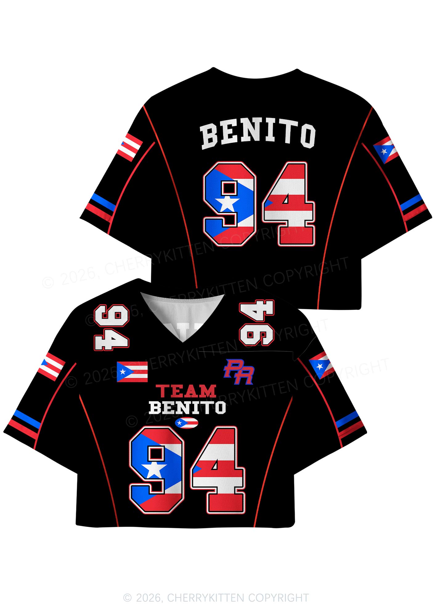 Black Team Bunny Y2K Crop Sport Jersey Shirts Cherrykitten
