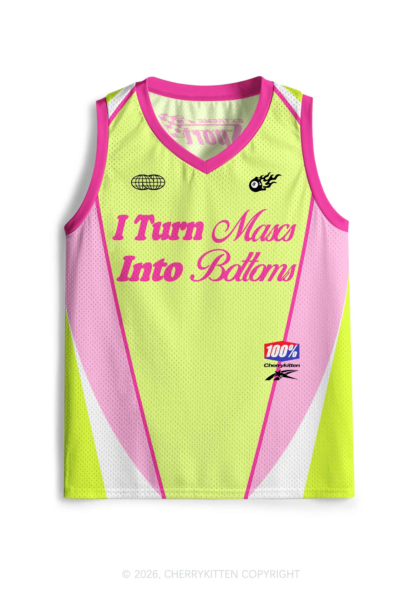 Lime Green Turn Mascs Into Bottoms Pride Y2K Sport Jersey Tank Cherrykitten
