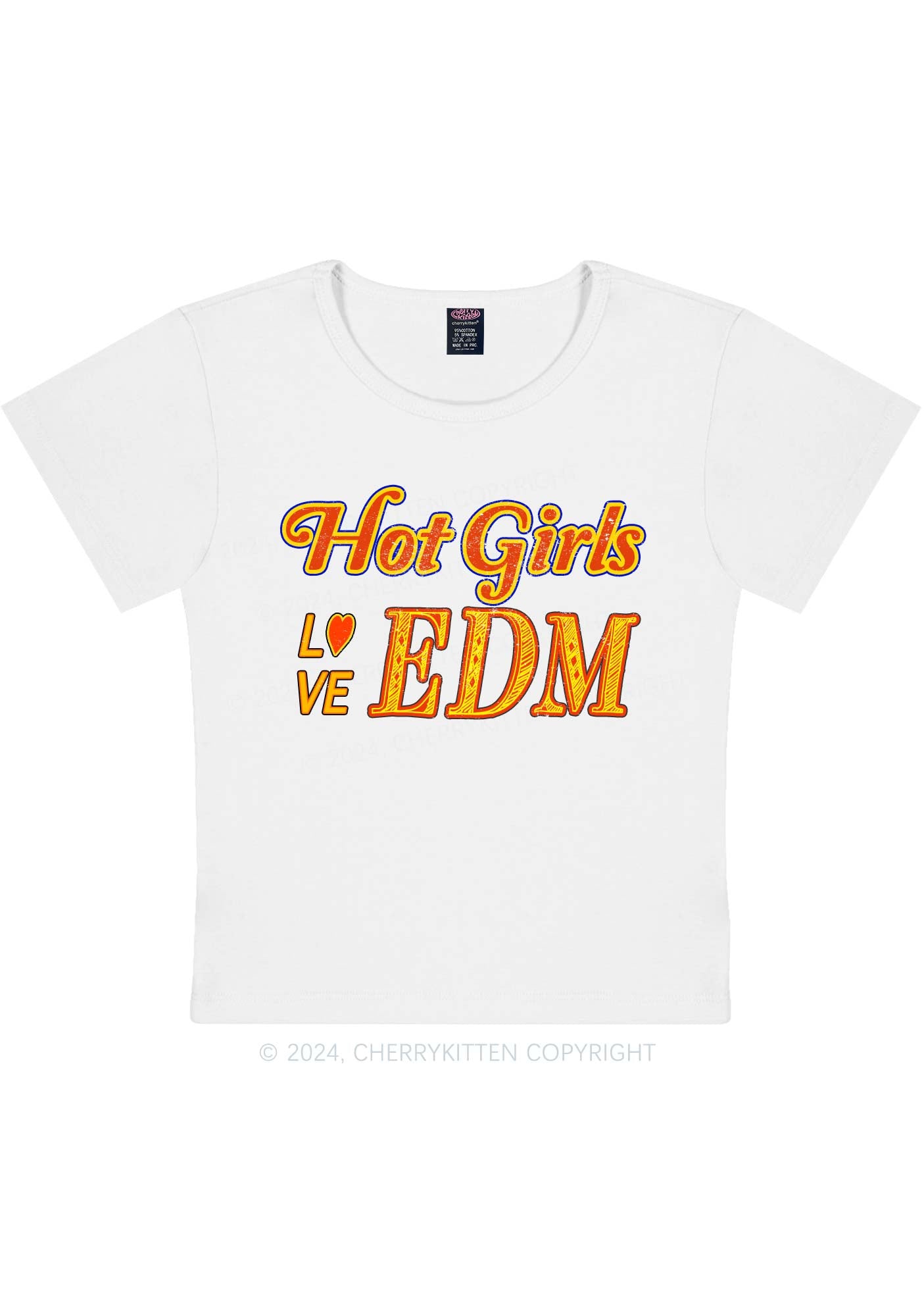 Hot Girls Love Edm Y2K Baby Tee Cherrykitten