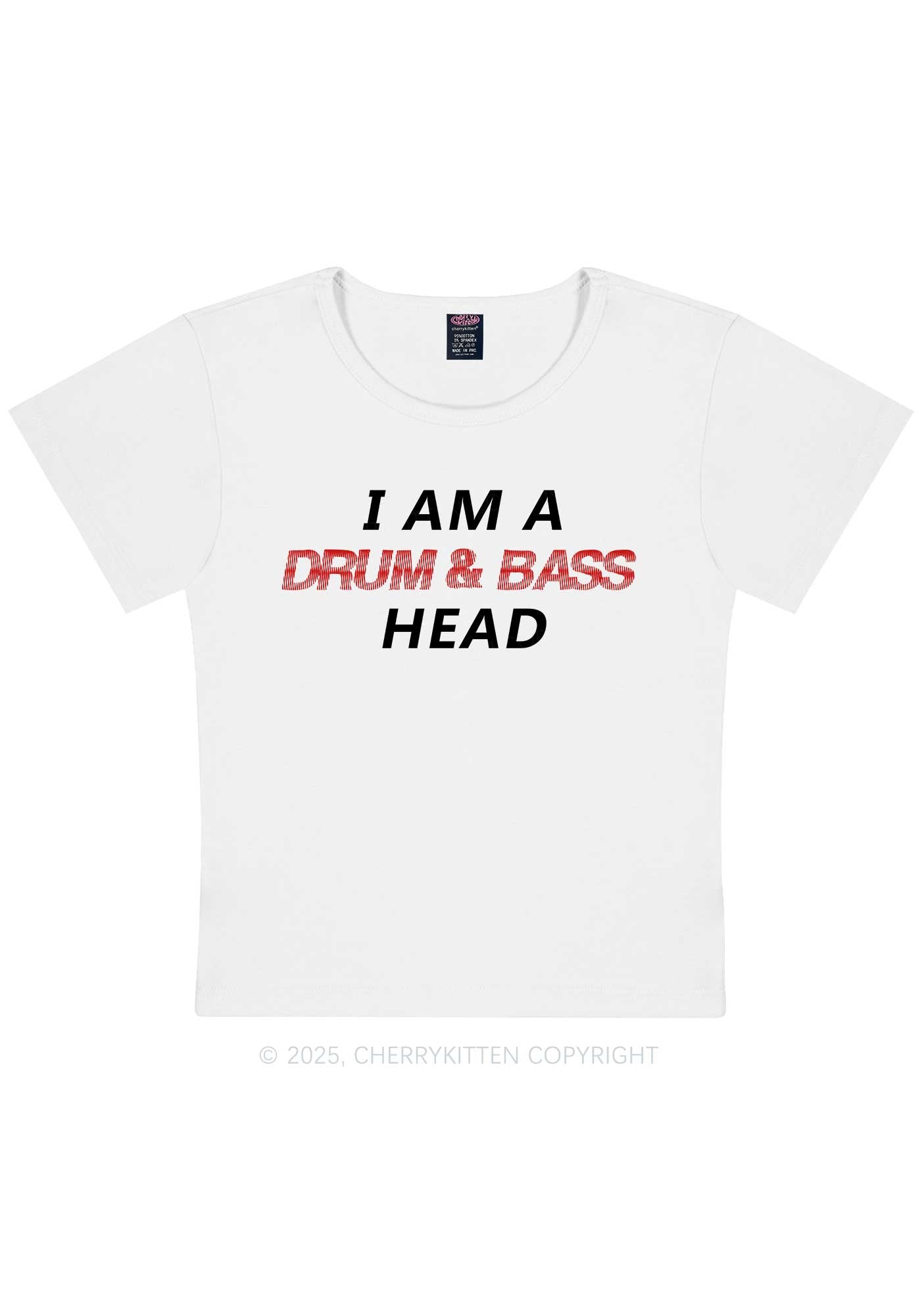 Drum Bass Head Y2K Baby Tee Cherrykitten