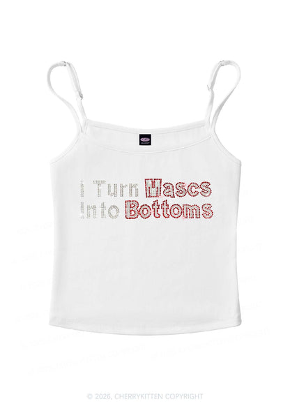 Rhinestone I Turn Mascs Into Bottoms Y2K Spaghetti Strap Cami Cherrykitten
