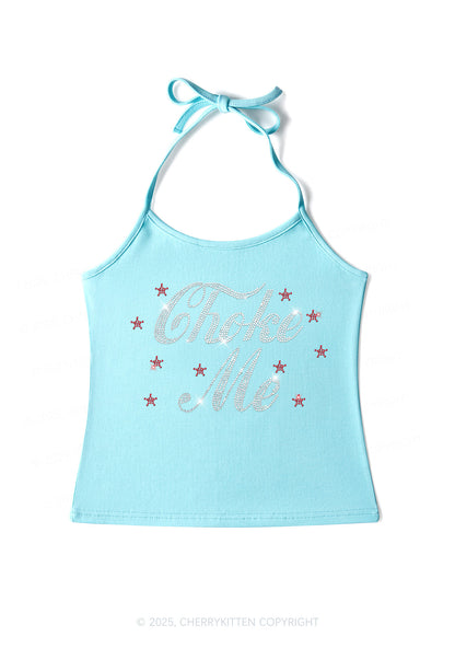 Rhinestone Choke Me Y2K Halter Neck Cami Cherrykitten