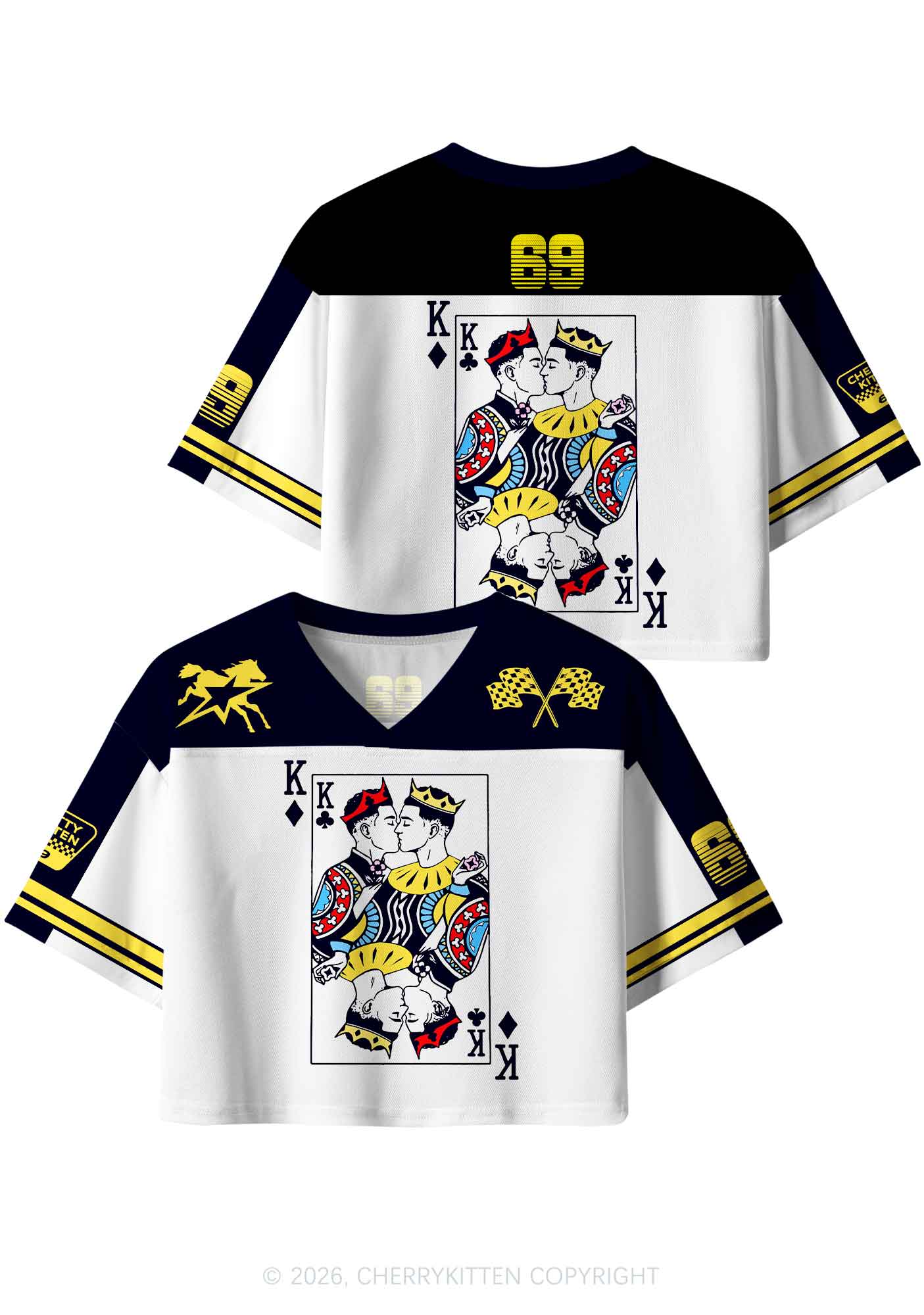 Black Gay King Pride Y2K Crop Sport Jersey Shirts Cherrykitten