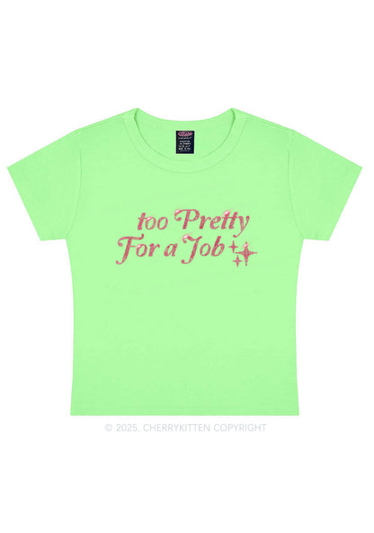 Rhinestone Too Pretty For Job Y2K Baby Tee Cherrykitten