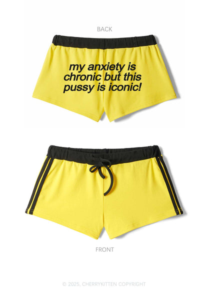 My Anxiety Is Chronic Y2K Drawstring Mini Shorts Cherrykitten