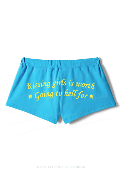Kissing Girls is Worth Pride Y2K Drawstring Mini Shorts Cherrykitten