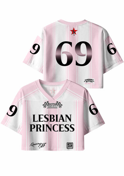 Pale Pink Lesbian Princess Pride Y2K Crop Sport Jersey Shirts Cherrykitten