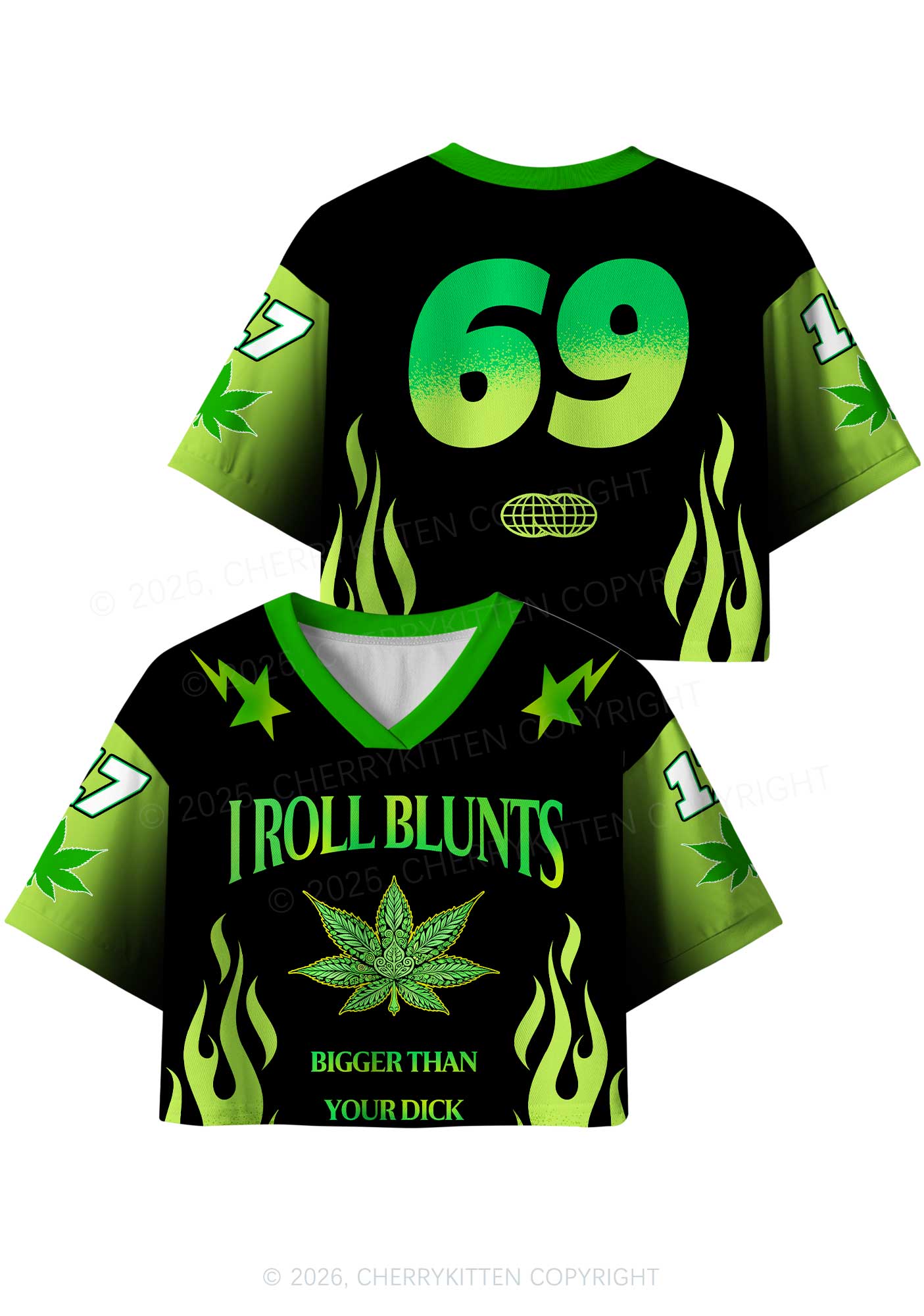 I Roll Blunts Y2K Crop Sport Jersey Shirts Cherrykitten