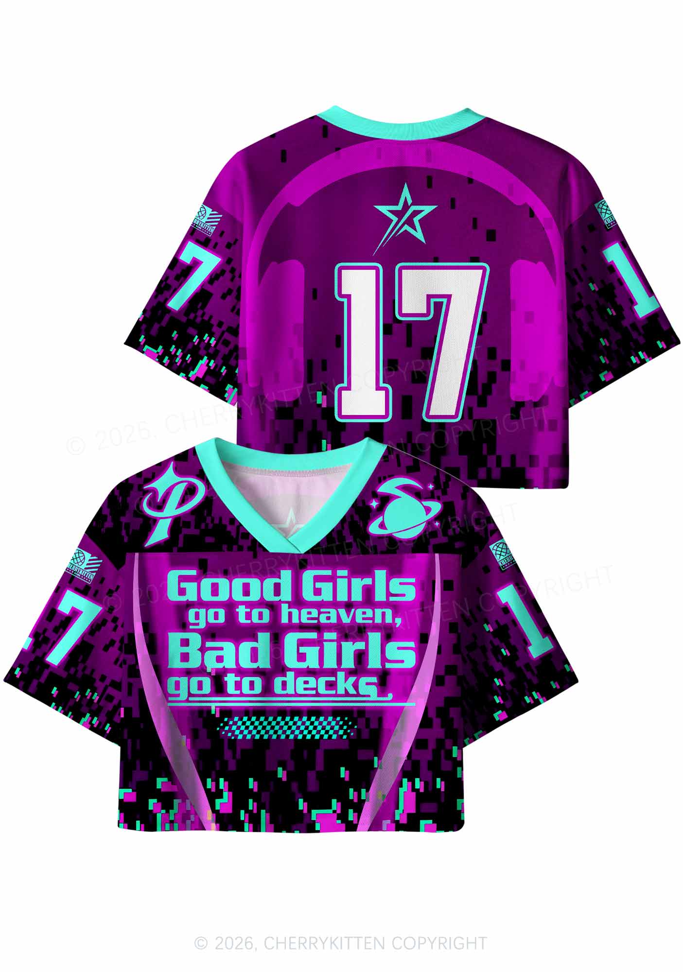 Bad Girls Go To Decks Y2K Crop Sport Jersey Shirts Cherrykitten