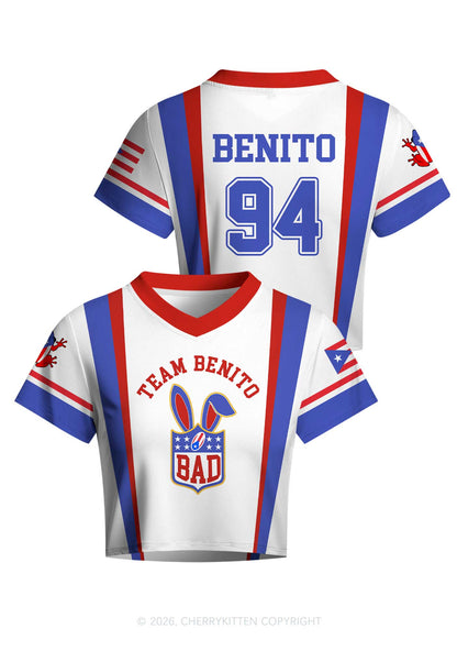 White Football Bunny Y2K Crop Football Jersey Shirts Cherrykitten