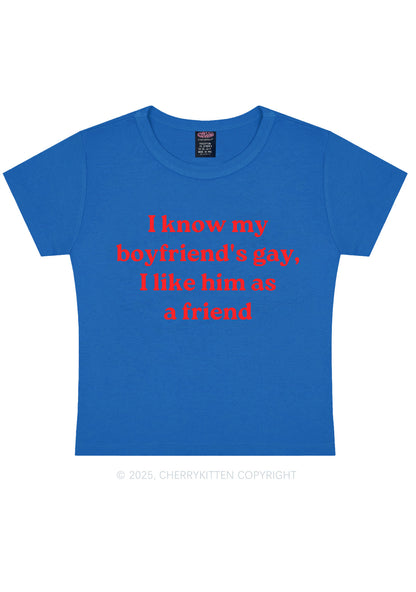 I Know My BF Is Gay Pride Y2K Baby Tee Cherrykitten