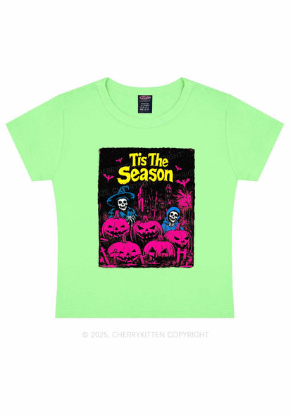 Halloween Tis The Season Skull Y2K Baby Tee Cherrykitten