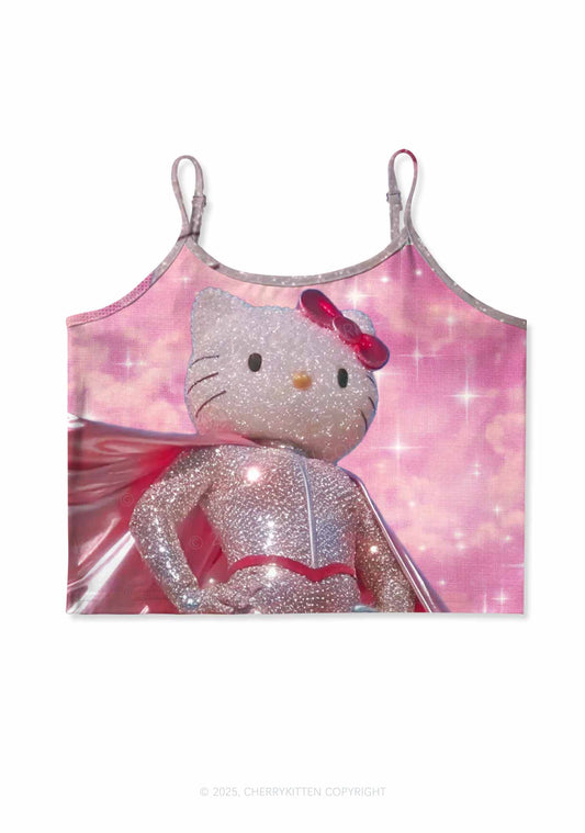 Diamond Kitten Y2K Print Cami Crop Top Cherrykitten