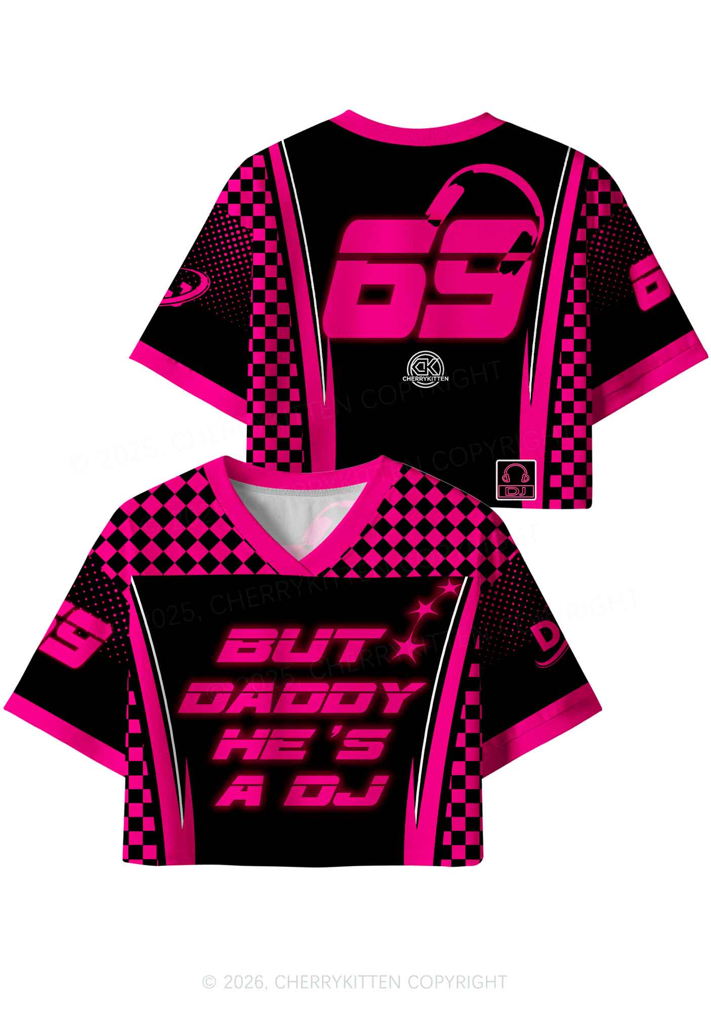 But Daddy He Is A DJ Y2K Crop Sport Jersey Shirts Cherrykitten