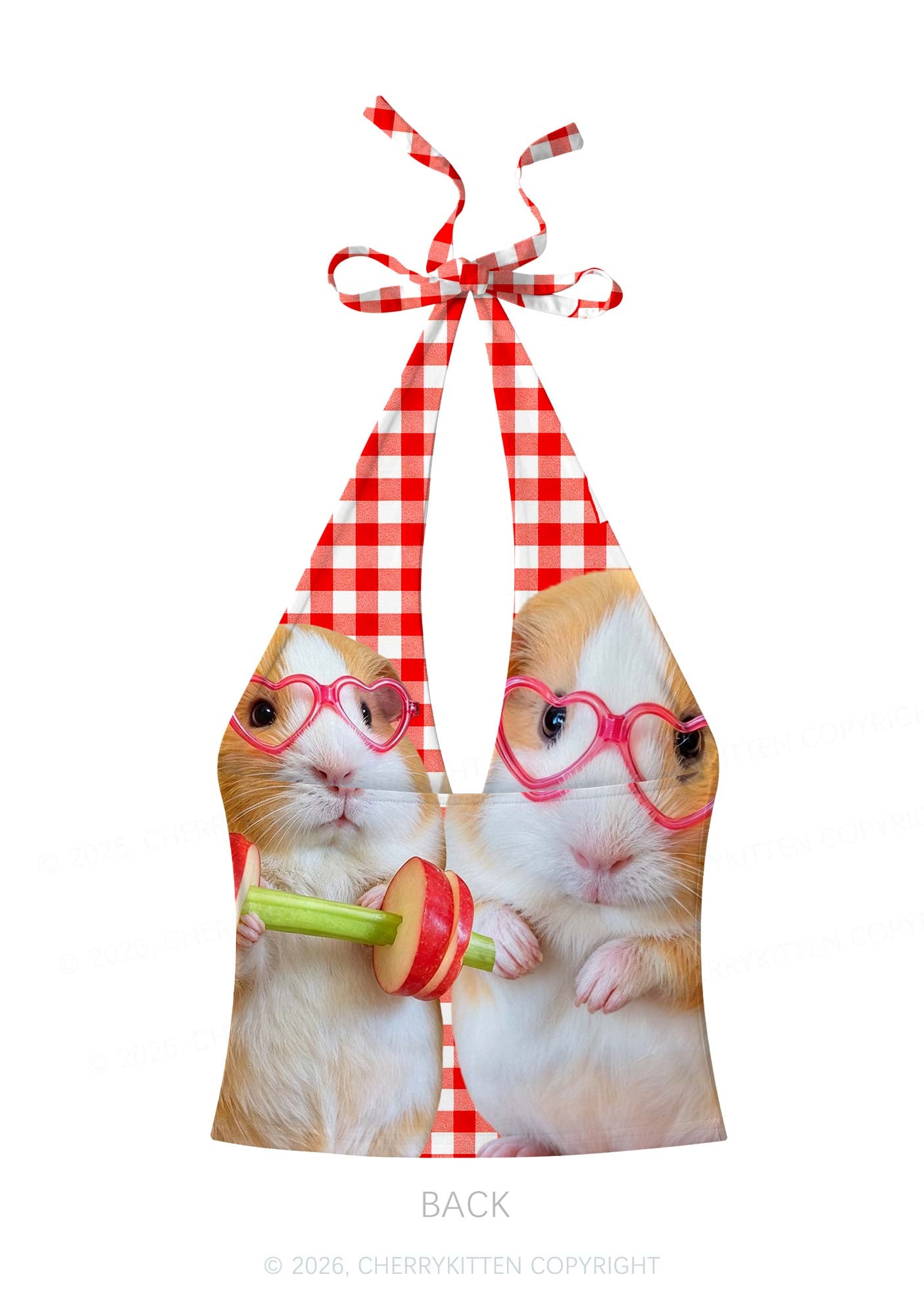 Two Guinea Pigs Y2K Print Halter Deep V Neck Cami Cherrykitten