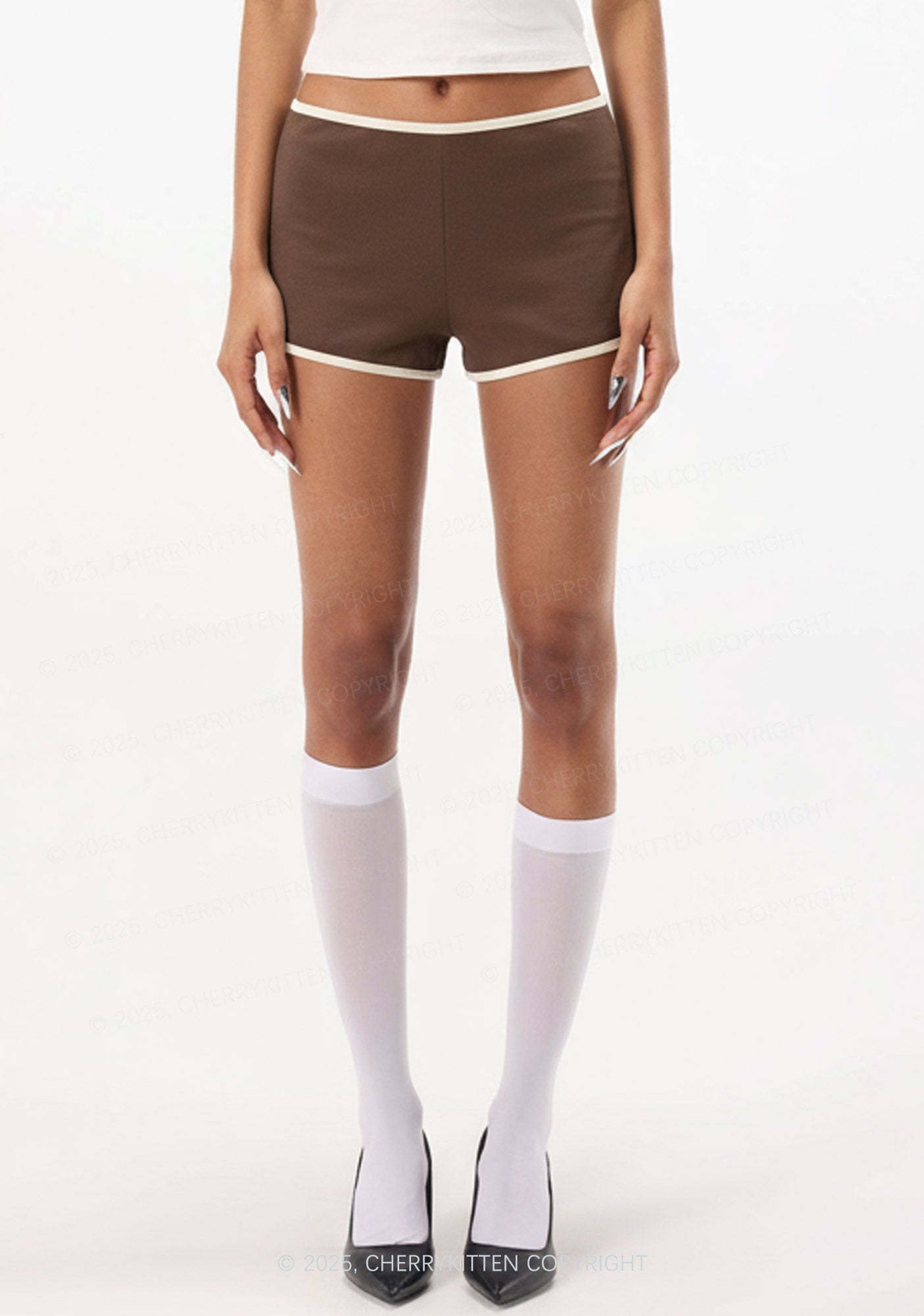 Plain Y2K Contrast Mini Shorts Cherrykitten