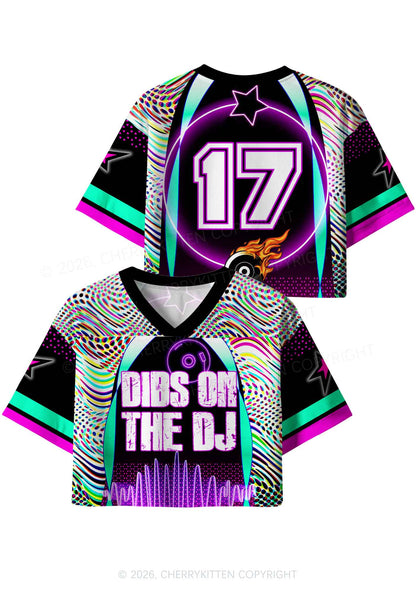 Dibs On The DJ Vinyl Record Y2K Crop Sport Jersey Shirts Cherrykitten