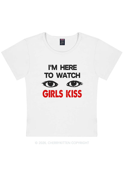 Im Here To Watch Girls Kiss Pride Y2K Baby Tee Cherrykitten