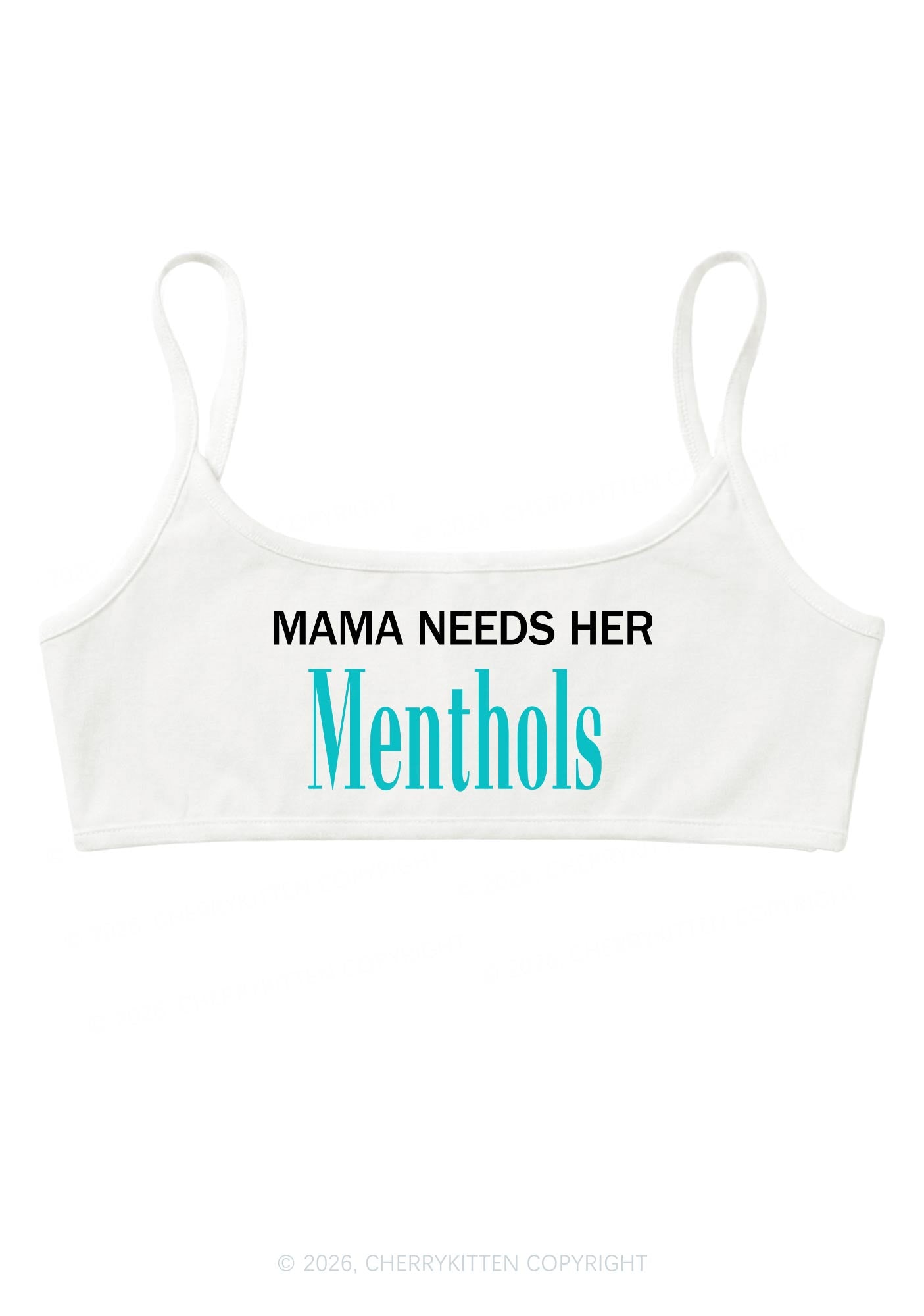 Mama Needs Her Menthols Y2K Super Crop Cami Cherrykitten