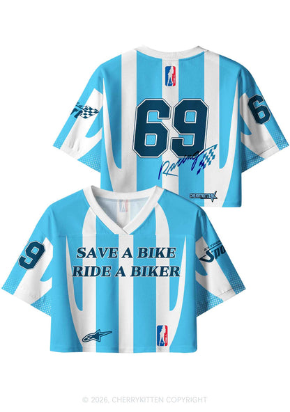 Save A Bike Ride A Biker Y2K Crop Sport Jersey Shirts Cherrykitten