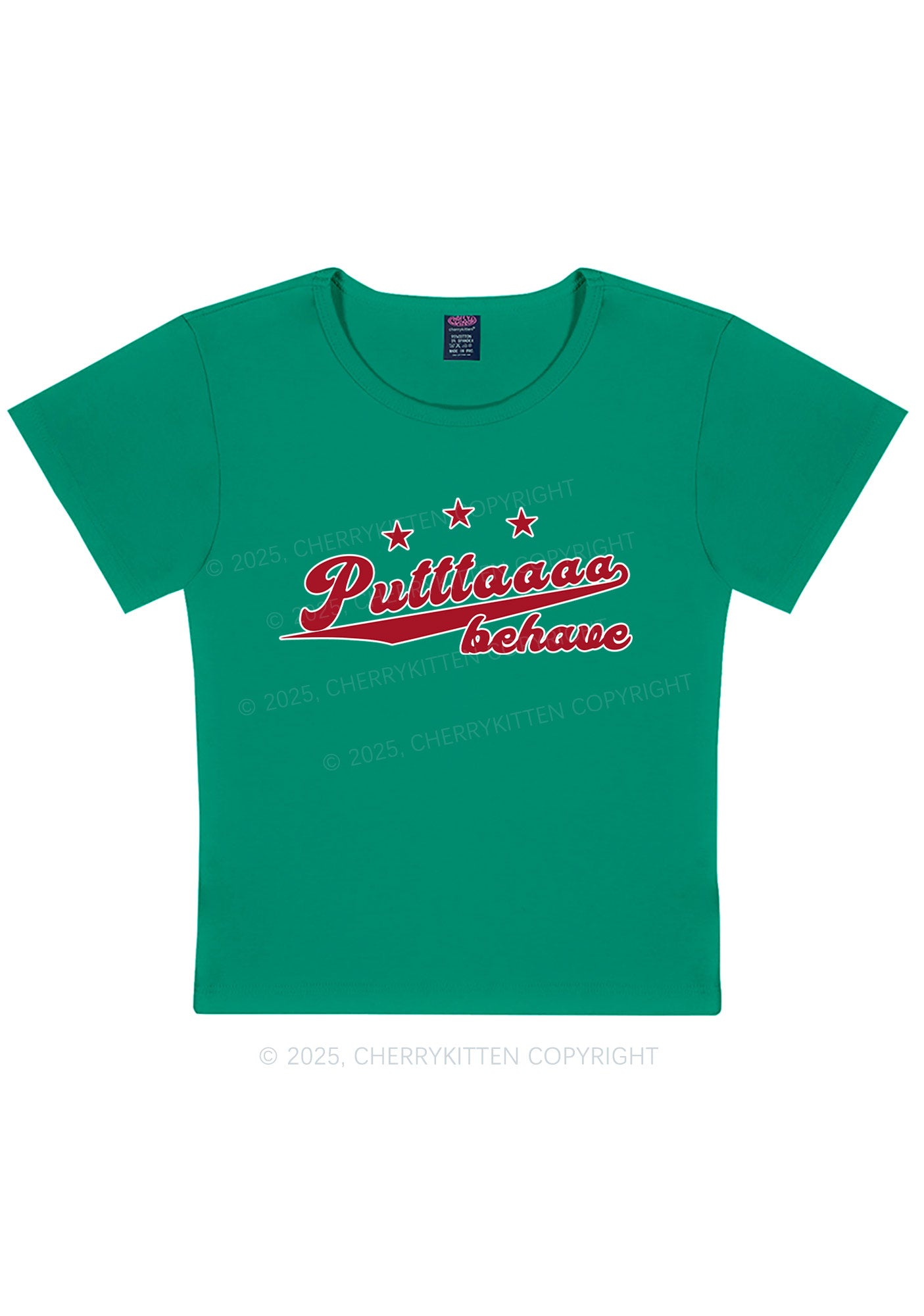 Putttaaaa Behave Y2K Baby Tee Cherrykitten
