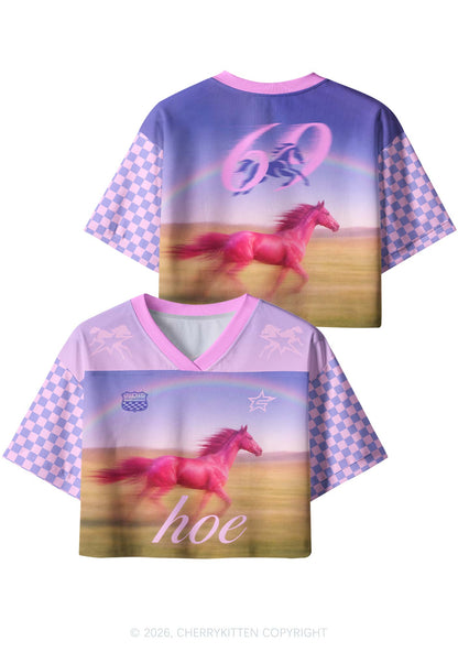 Red Horse Hoe Y2K Crop Sport Jersey Shirts Cherrykitten