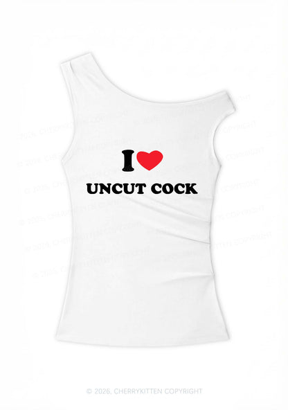 I Love Uncut Cxck Y2K Off Shoulder Tank Top Cherrykitten