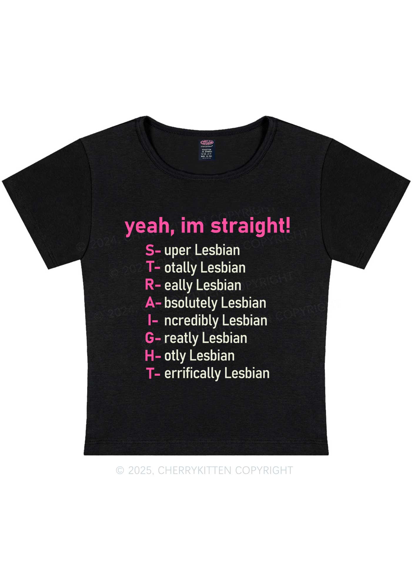 Straight Lesbian Y2K Baby Tee Cherrykitten