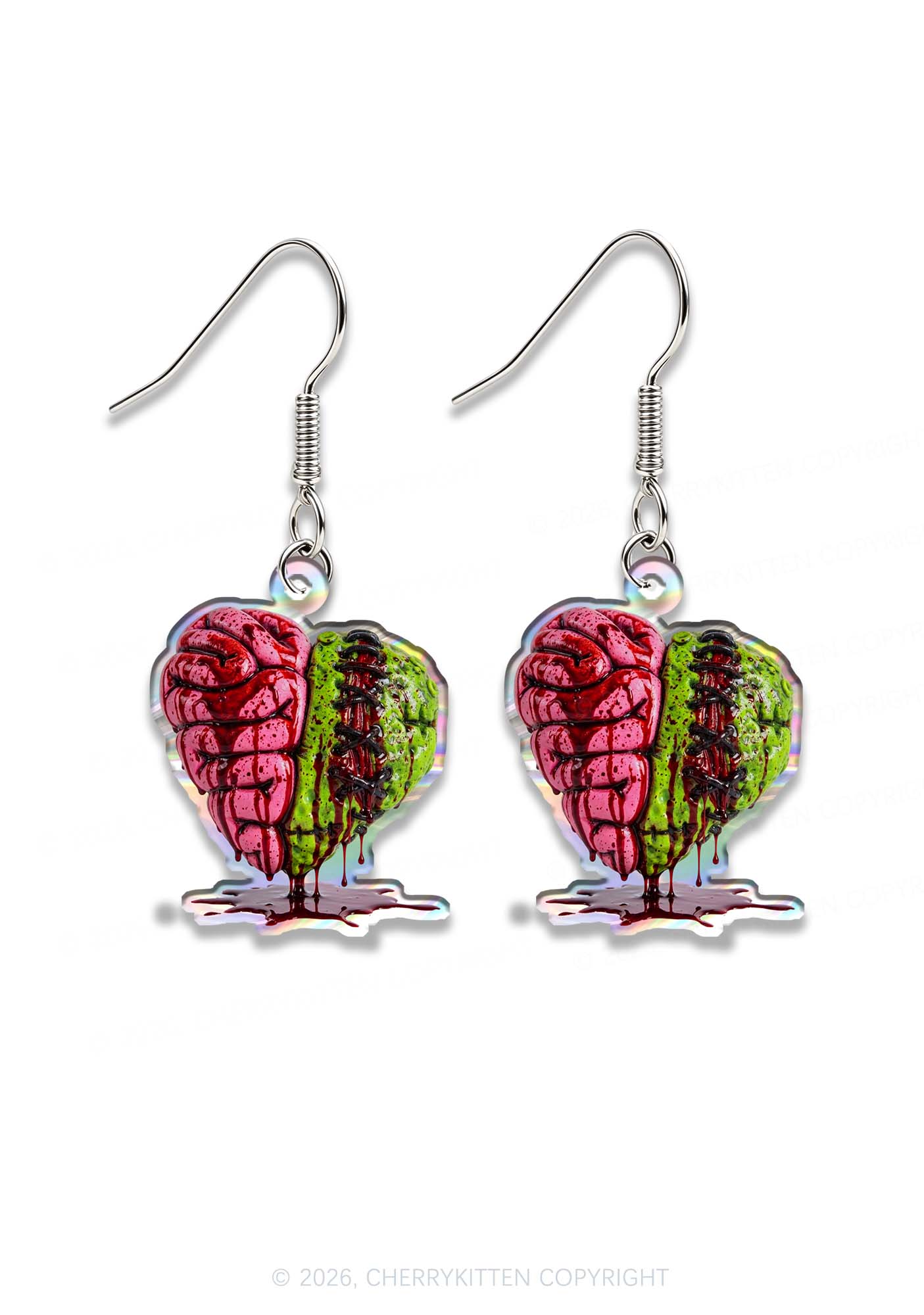 Halloween Blood Heart Brain Y2K Acrylic Earrings Cherrykitten
