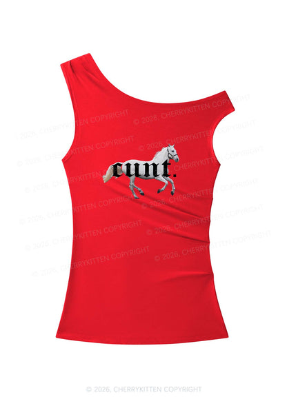 Cxxt Horse Y2K Off Shoulder Tank Top Cherrykitten