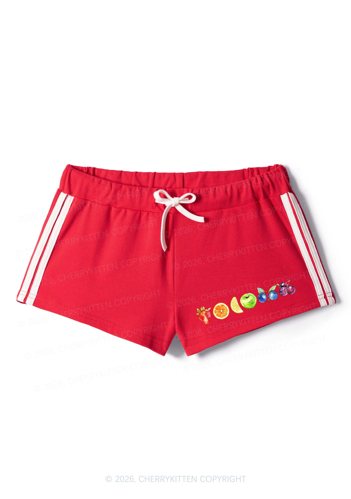 Six Fruity Pride Y2K Drawstring Mini Shorts Cherrykitten