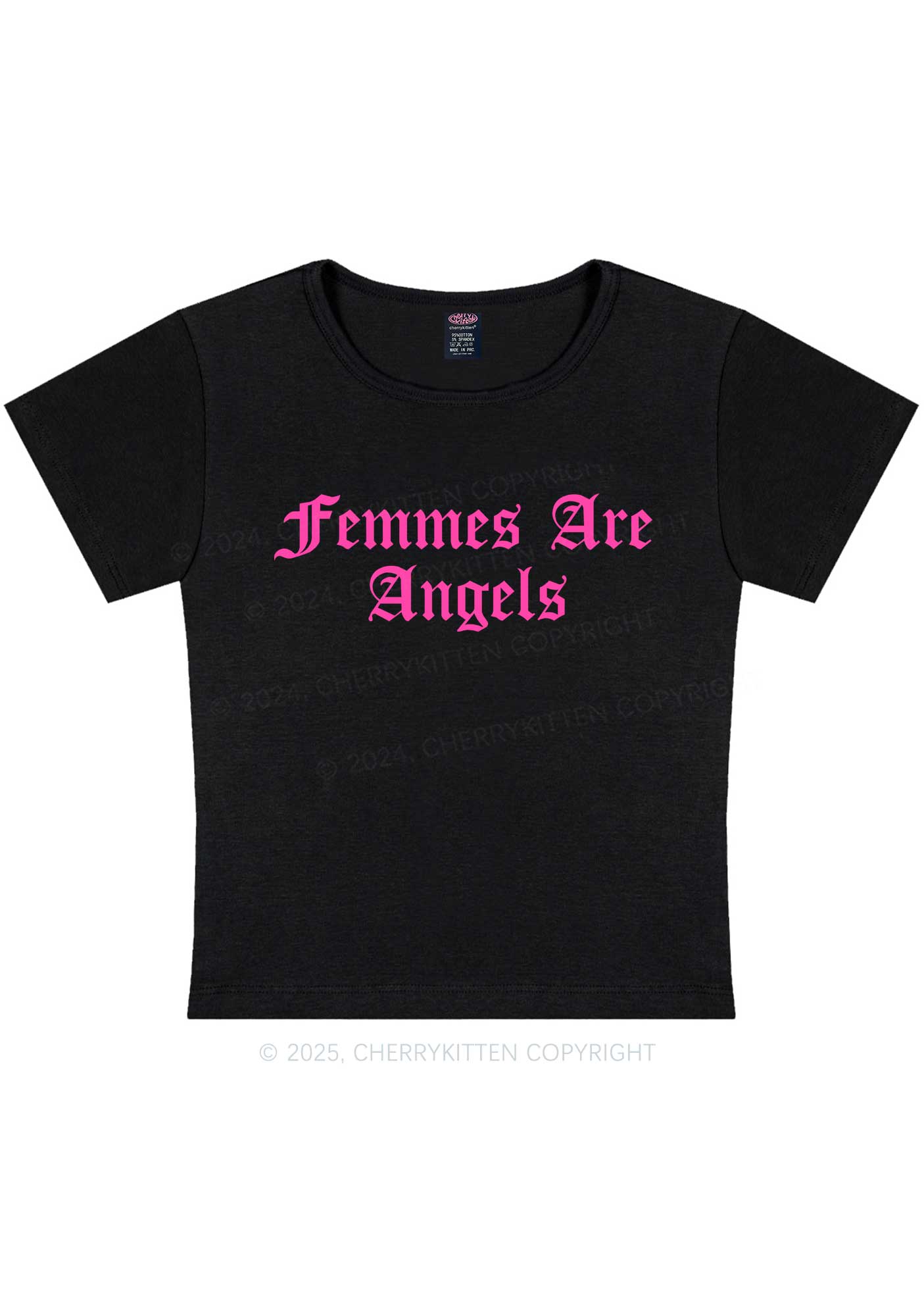 Femmes Are Angels Y2K Baby Tee Cherrykitten