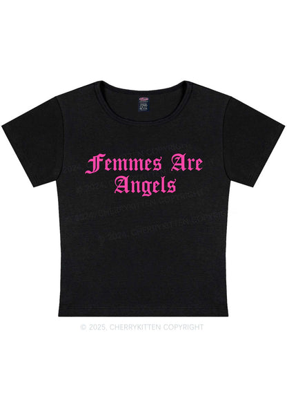 Femmes Are Angels Y2K Baby Tee Cherrykitten