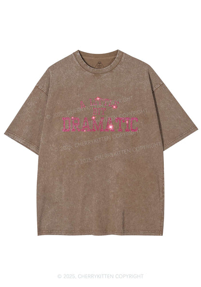 Rhinestone A Little Bit Dramatic Y2K Shirts Washed Tee Cherrykitten