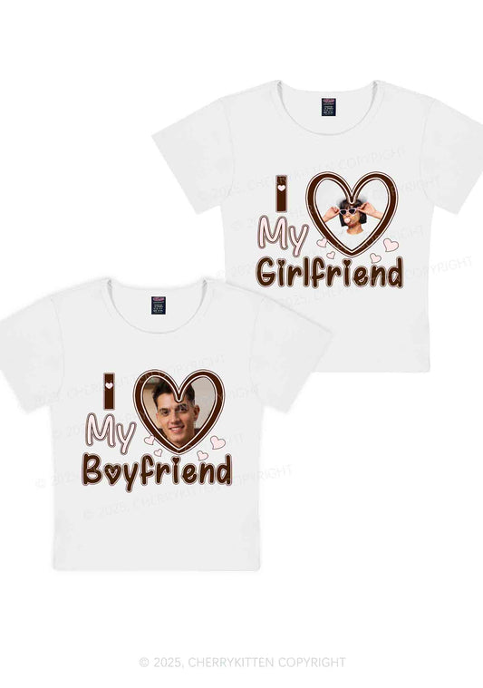 Custom BF GF Brown Heart Y2K Valentine's Day Baby Tee Cherrykitten