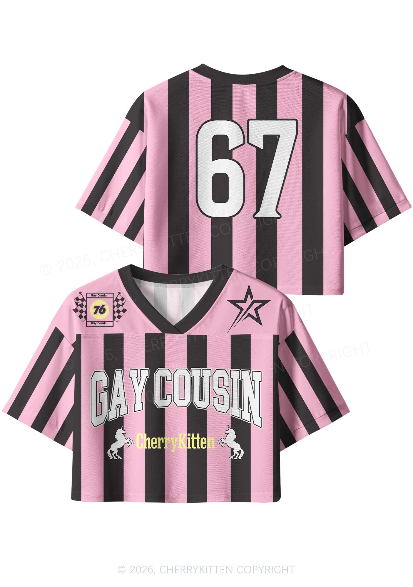 Gay Cousin Pride Y2K Crop Sport Jersey Shirts Cherrykitten