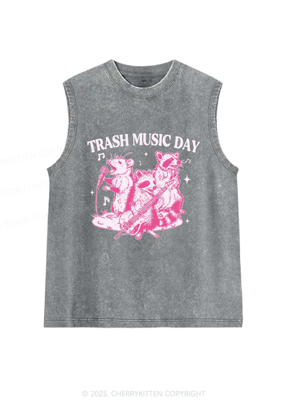 Trash Music Day Y2K Washed Muscle Tank Cherrykitten