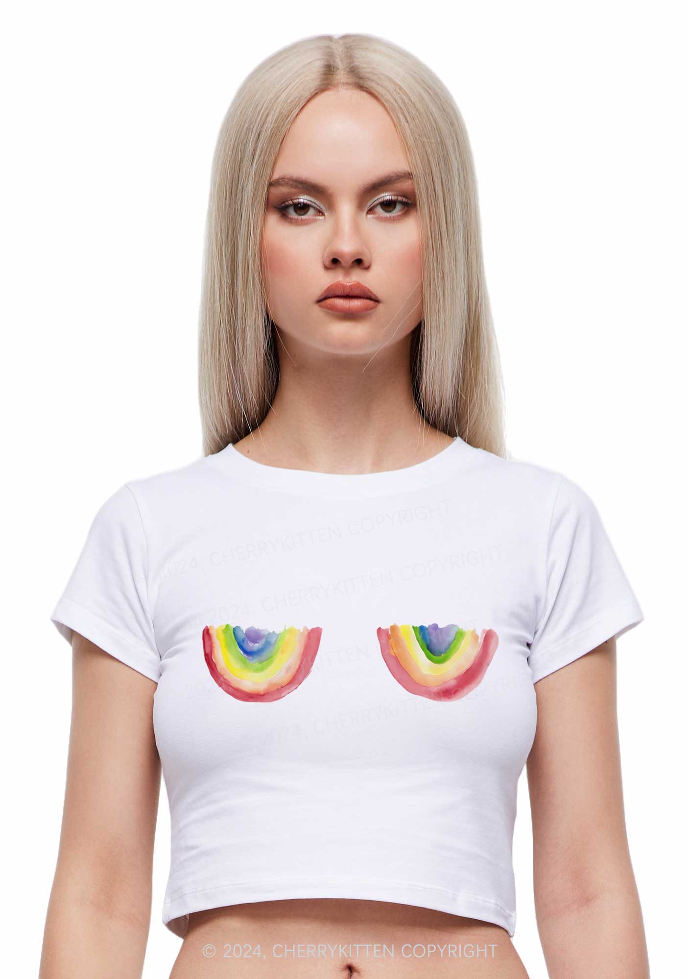 Rainbow Bxxb Y2K Baby Tee Cherrykitten